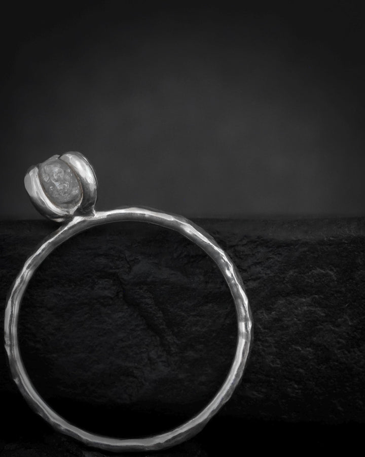 Round Raw Diamond Engagement Ring