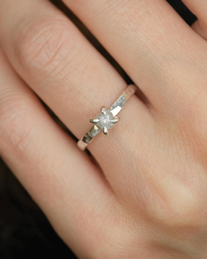 Round Raw Diamond Engagement Ring