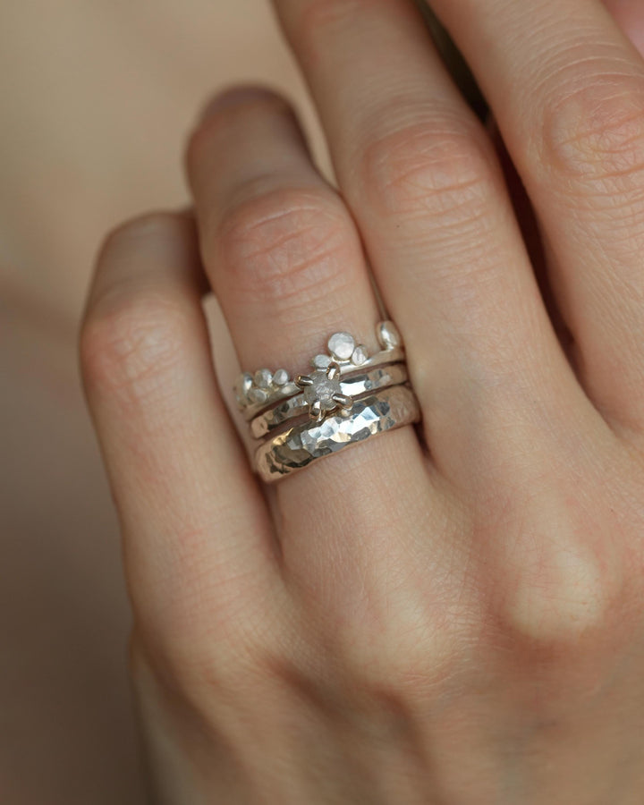 Round Raw Diamond Engagement Ring