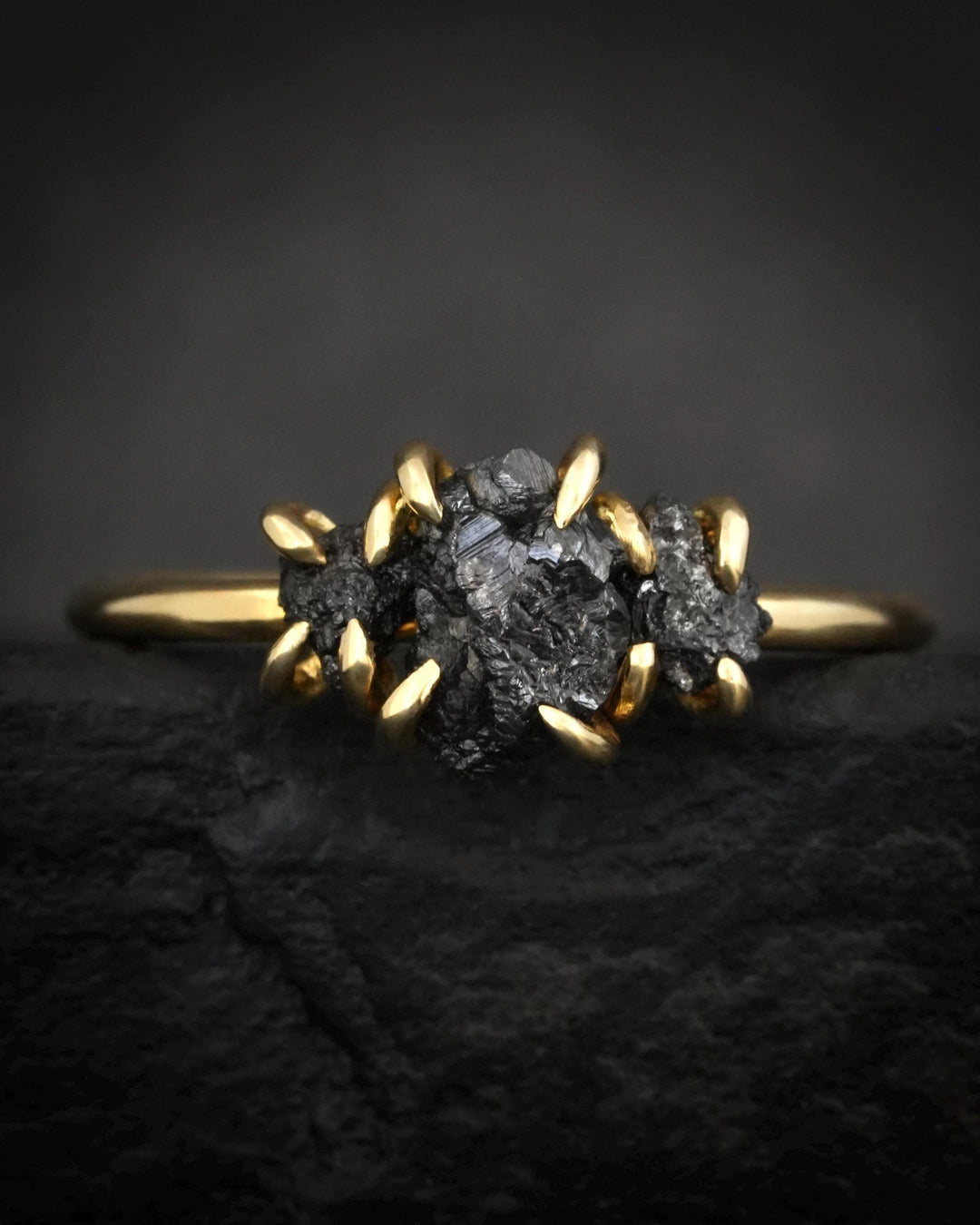 Cluster Black Diamond Engagement Ring