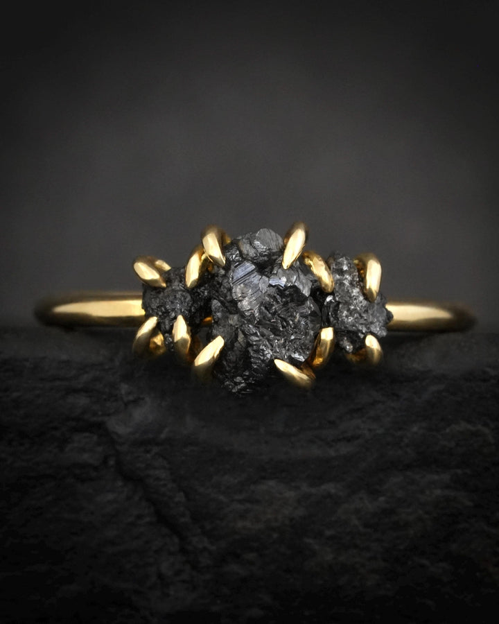 Cluster Black Diamond Engagement Ring