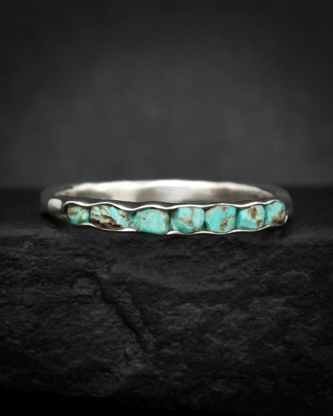 White Gold Raw Turquoise Band
