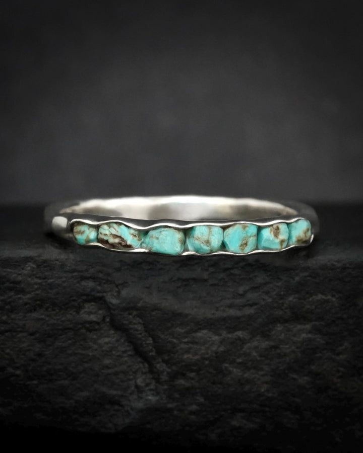 White Gold Raw Turquoise Band
