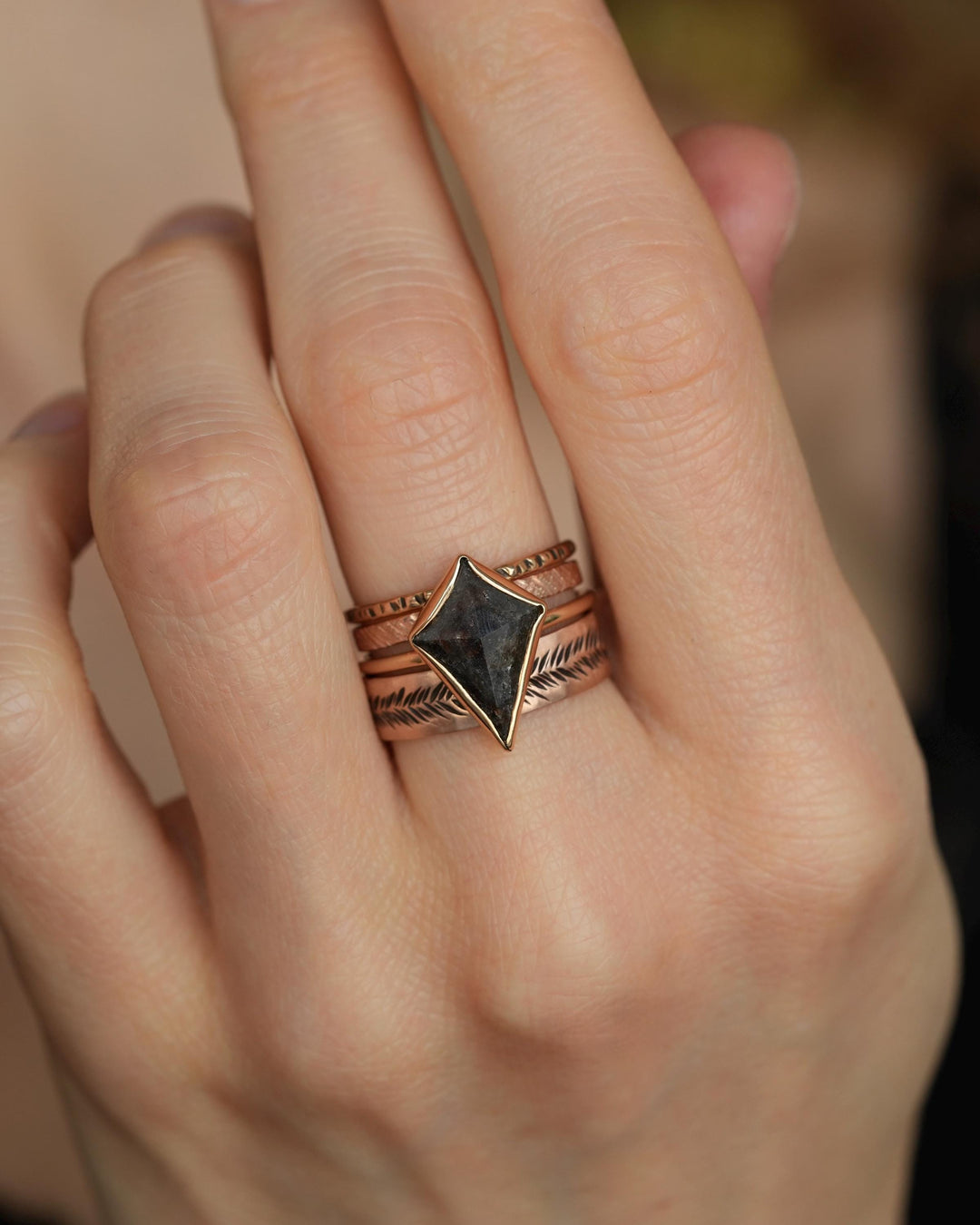 Salt and Pepper Kite Diamond Ring