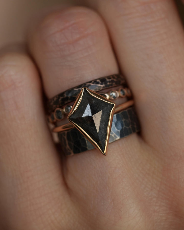 Salt and Pepper Kite Diamond Ring