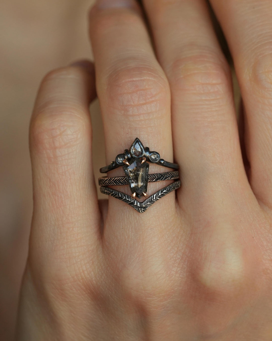 Black Galaxy Diamond Kite Ring