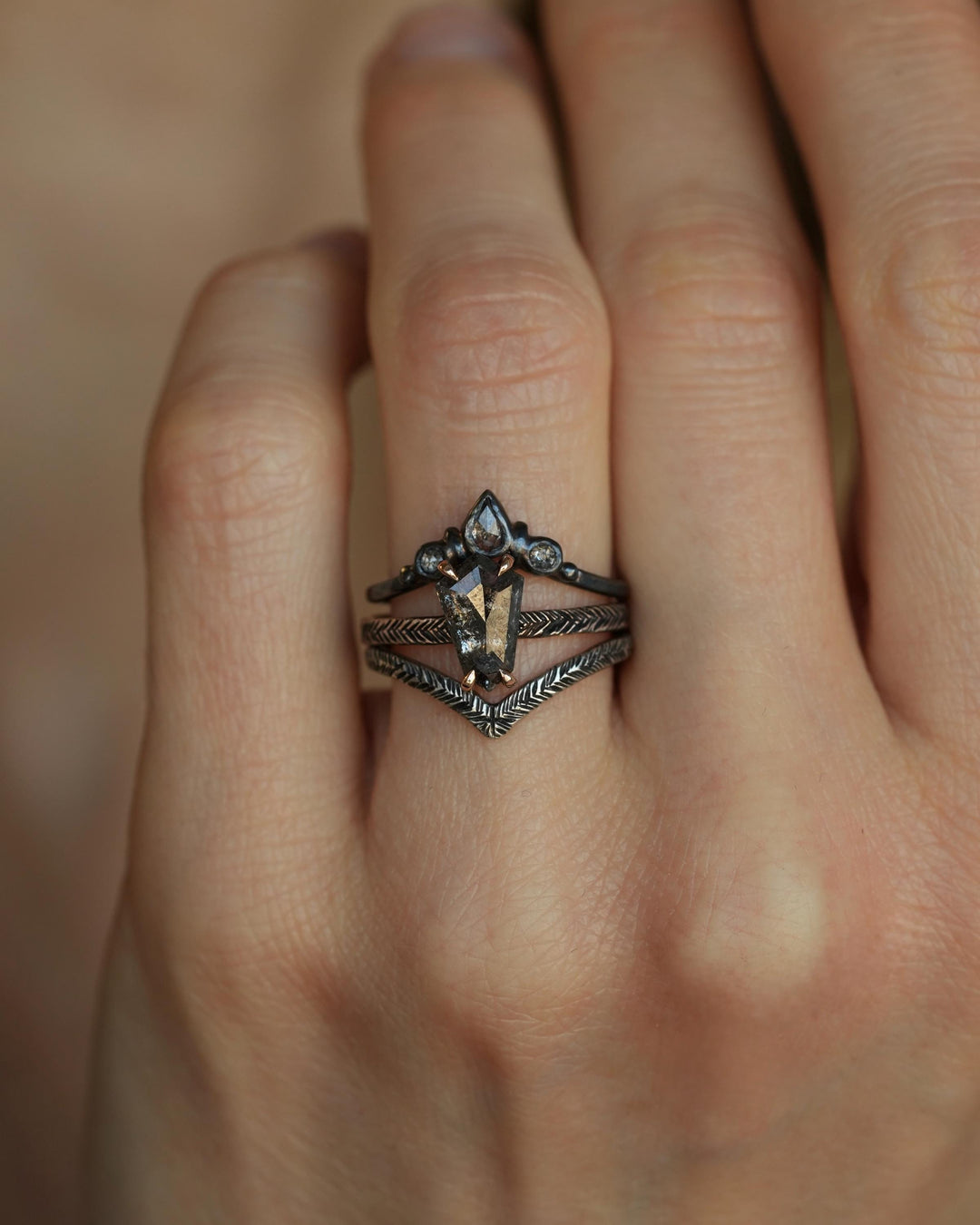 Black Galaxy Diamond Kite Ring