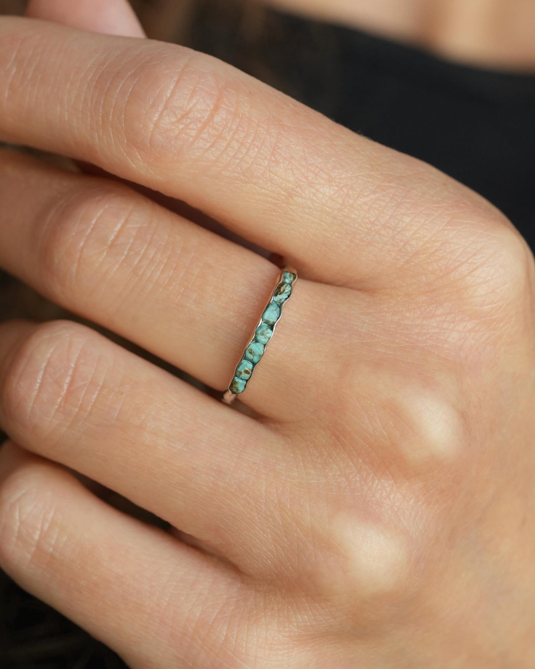 White Gold Raw Turquoise Band