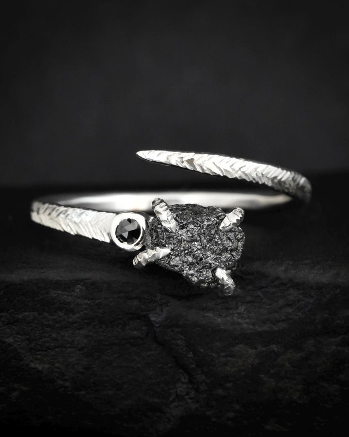 Adjustable Raw Black Diamond Ring