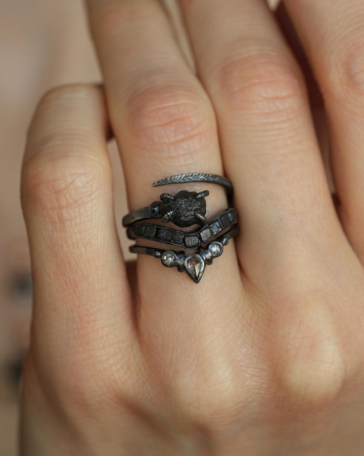 Adjustable Raw Black Diamond Ring