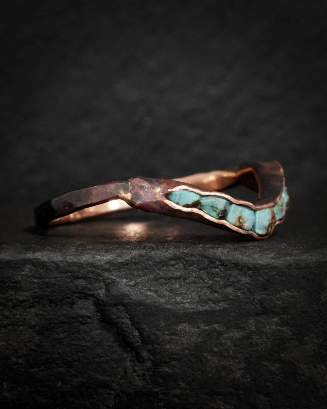 Rustic Rose Gold Turquoise Ring