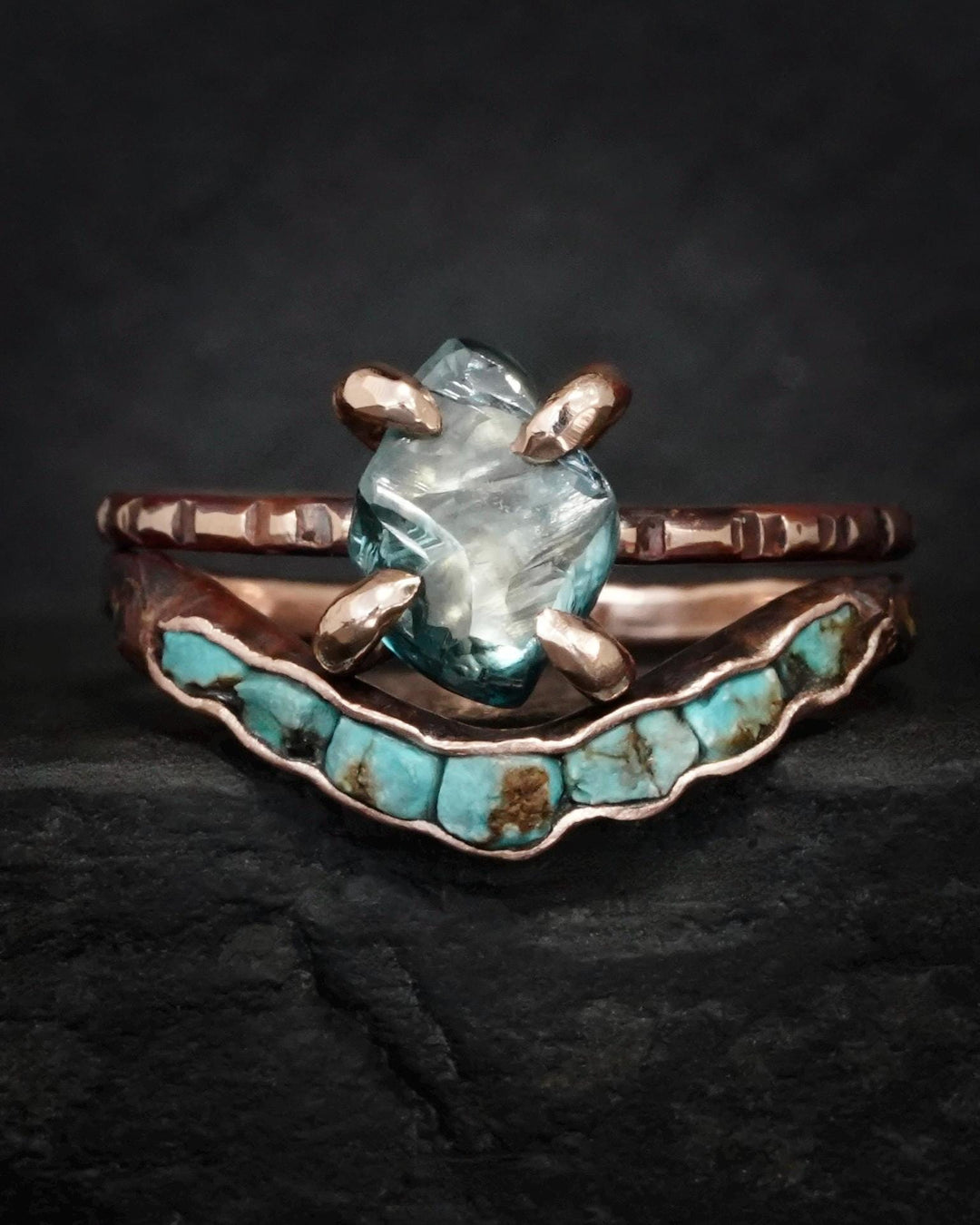 Rustic Rose Gold Turquoise Ring