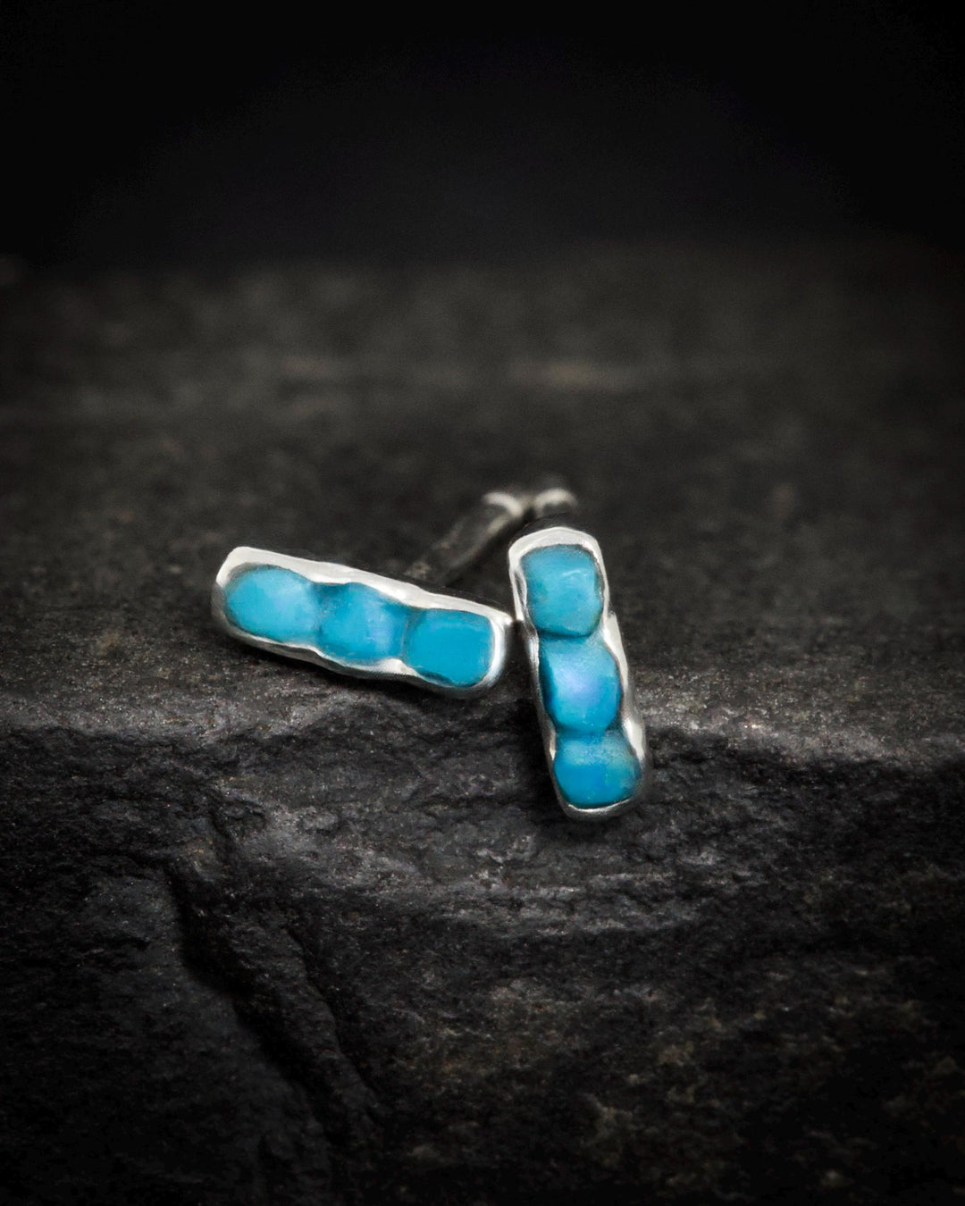 Raw Sleeping Beauty Turquoise Bar Studs