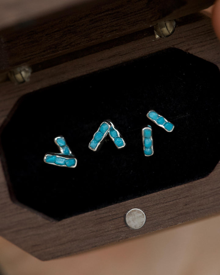 Raw Sleeping Beauty Turquoise Bar Studs