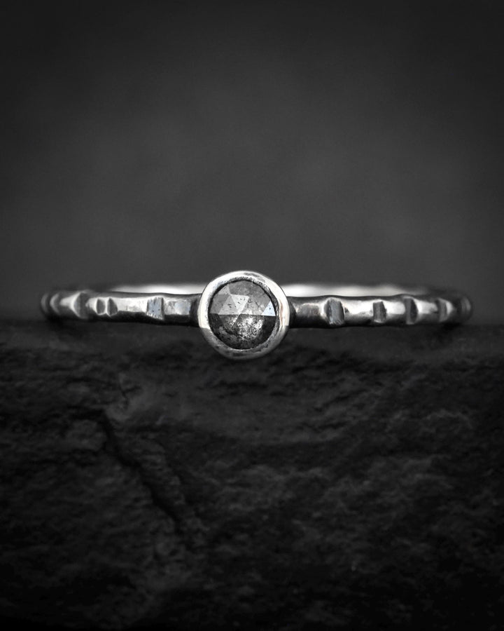 Round Salt and Pepper Diamond Ring