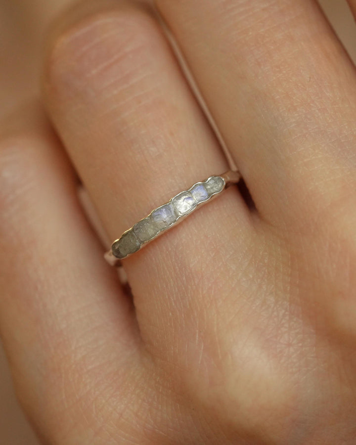 Raw Rainbow Moonstone Wrap Band