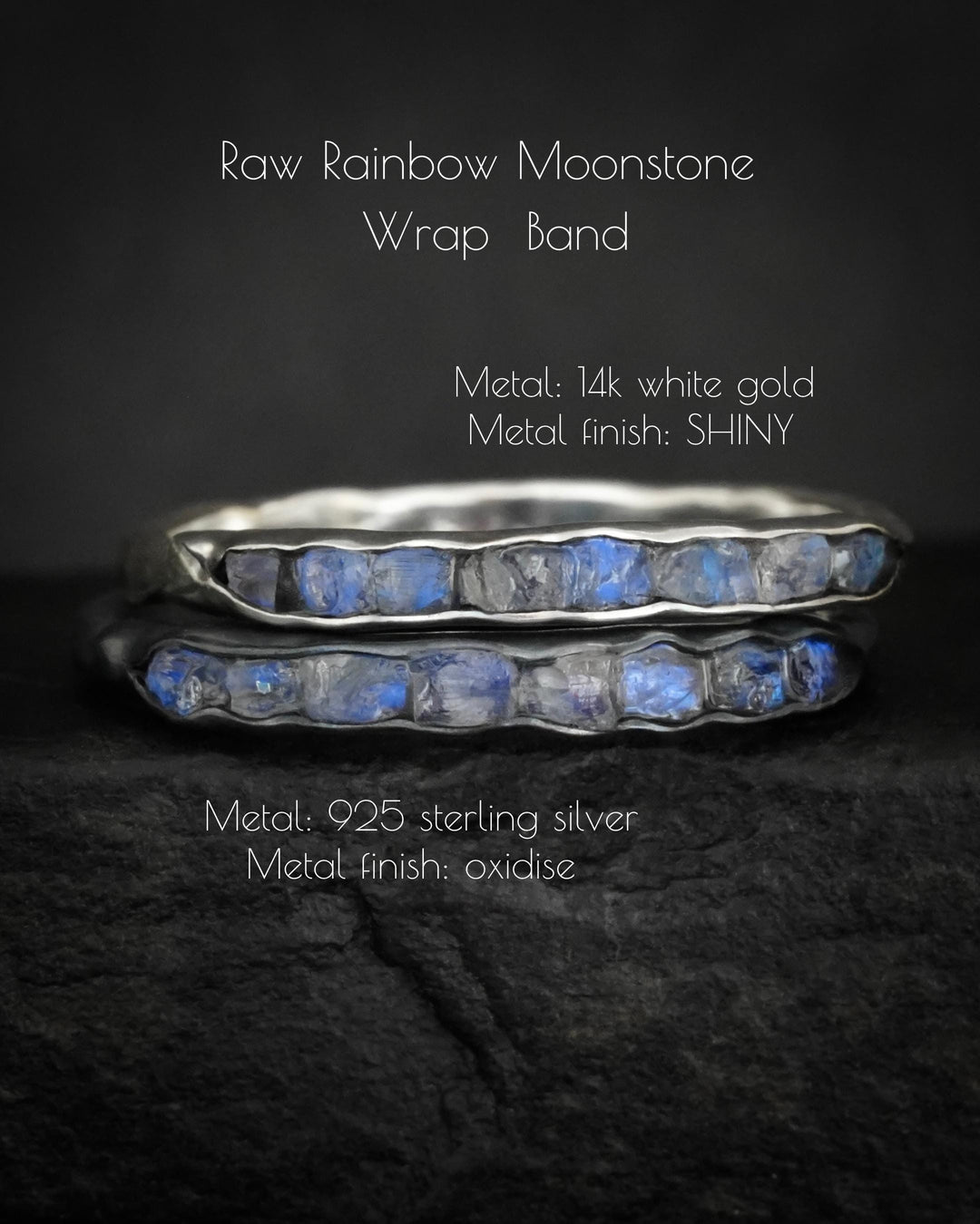 Raw Rainbow Moonstone Ring