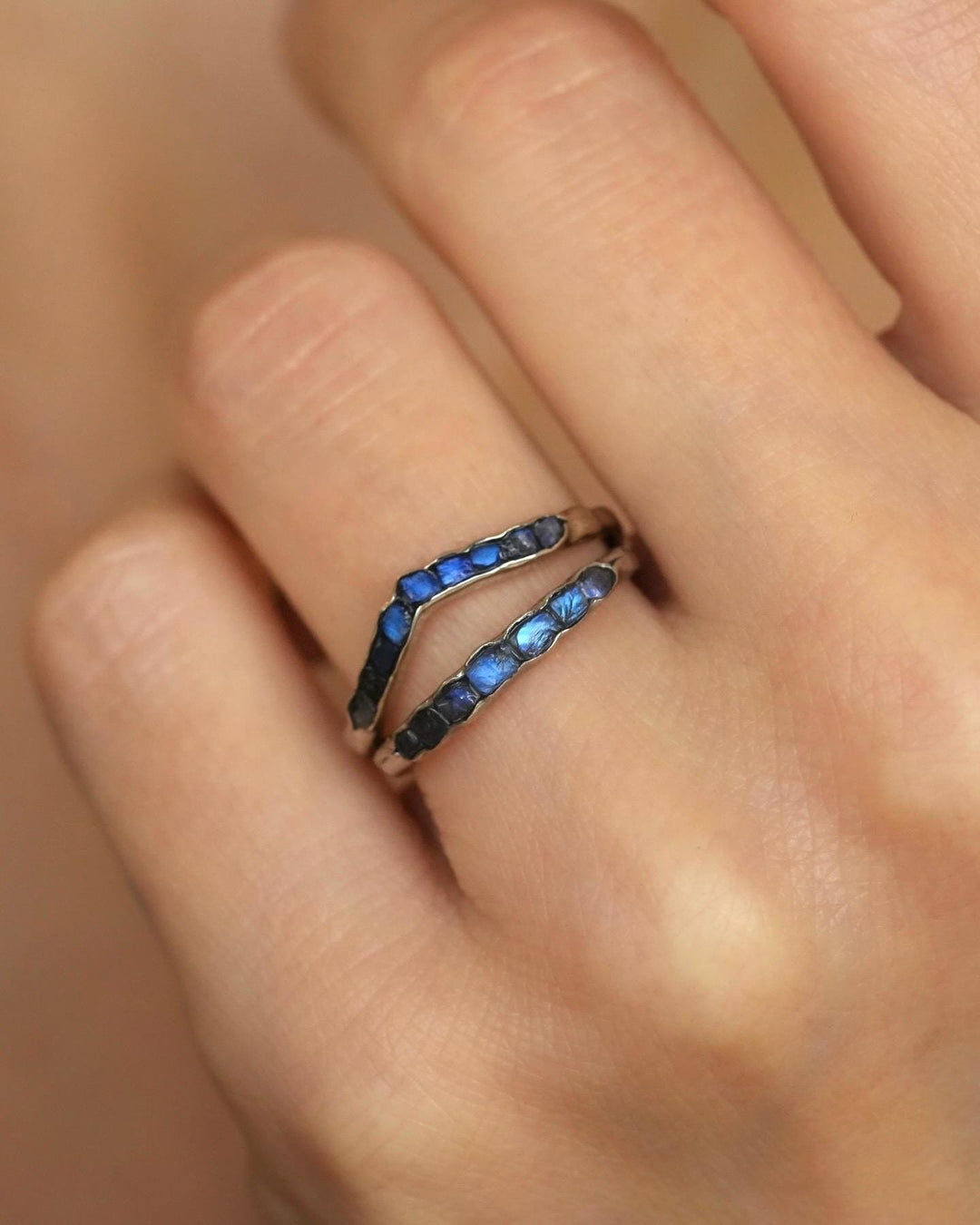 Raw Rainbow Moonstone Ring