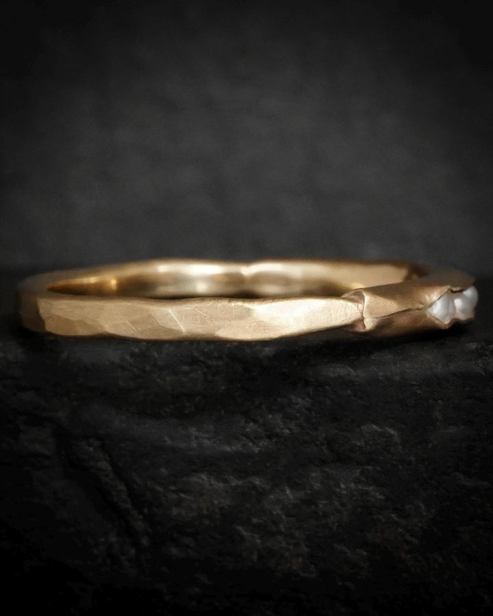 White Freshwater Pearl Gold Band