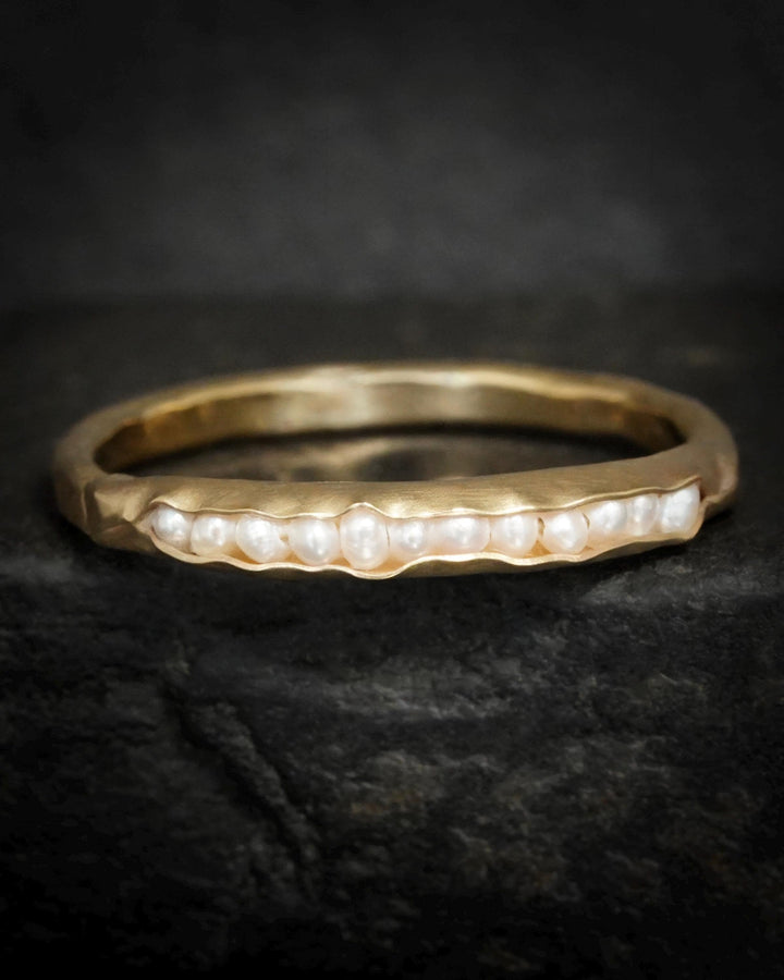White Freshwater Pearl Gold Band