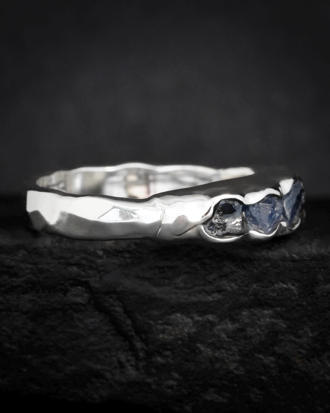 Bulky Raw Blue Sapphire Band