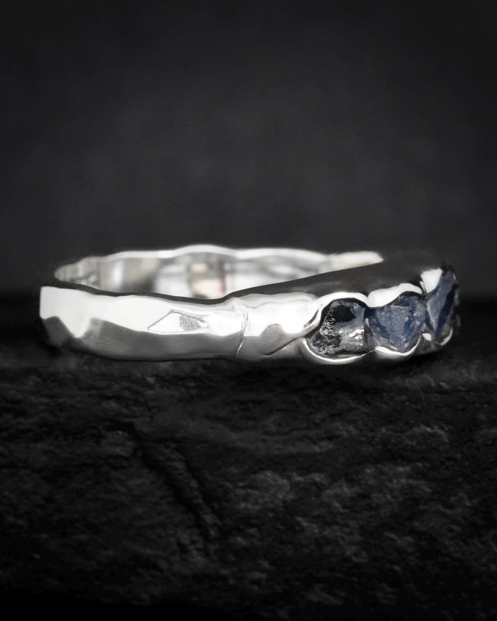 Bulky Raw Blue Sapphire Band Ring