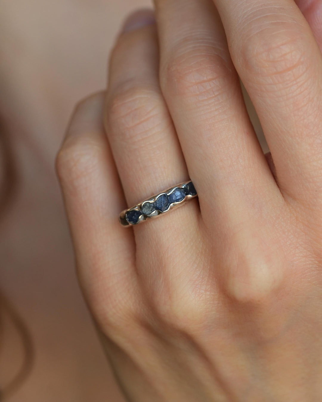 Bulky Raw Blue Sapphire Band