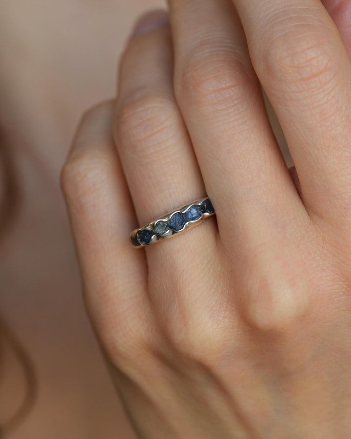 Bulky Raw Blue Sapphire Band
