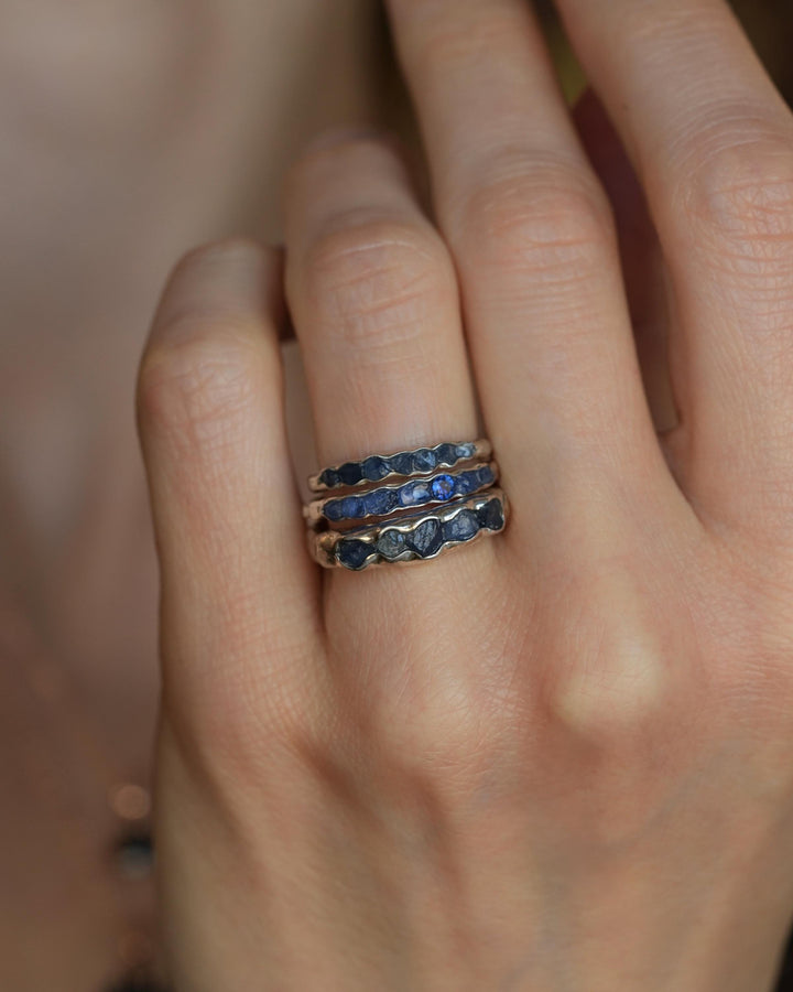 Bulky Raw Blue Sapphire Band