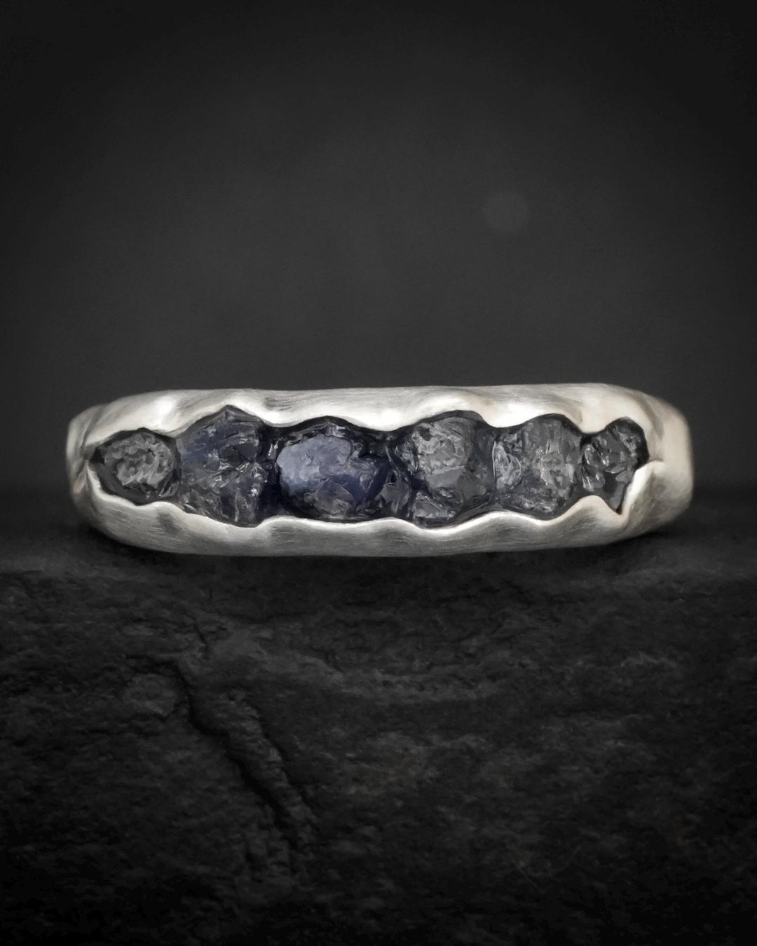 Bulky Raw Blue Sapphire Band