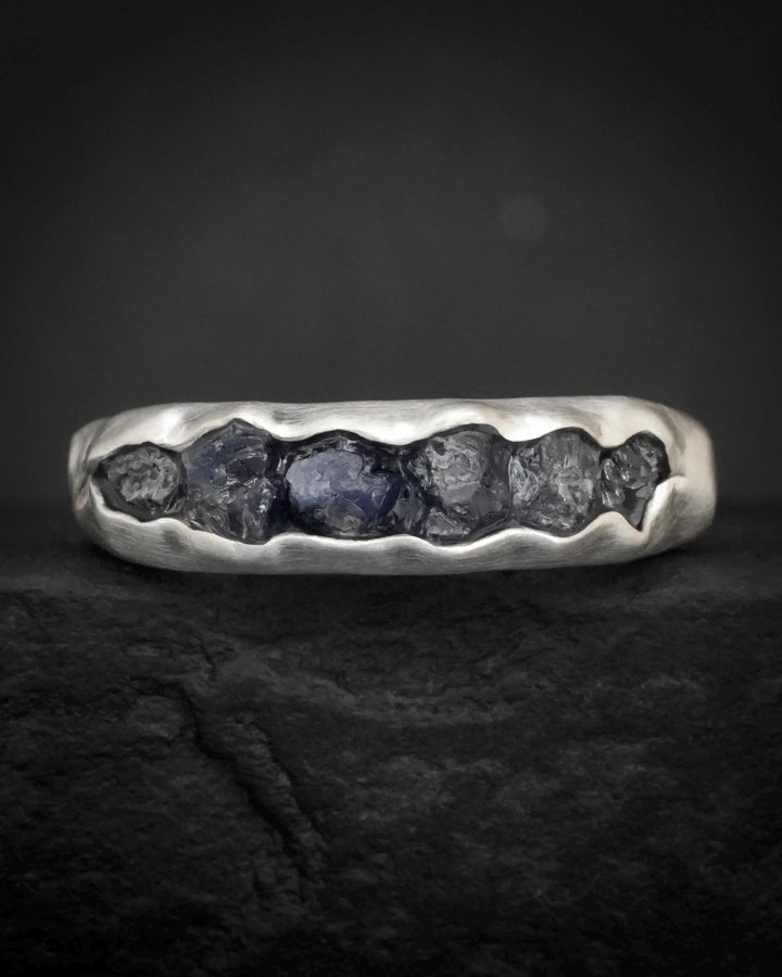 Bulky Raw Blue Sapphire Band