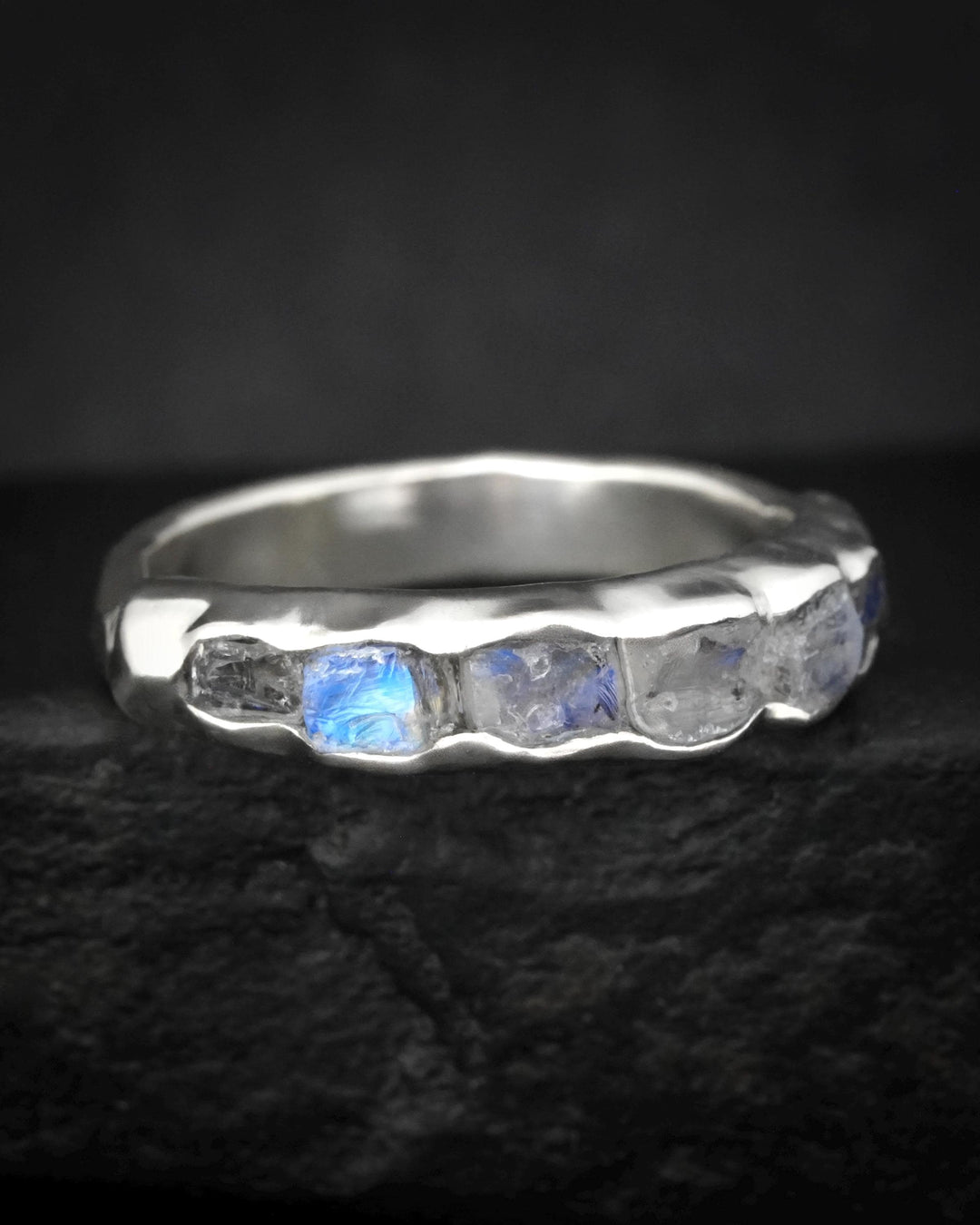 Raw Rainbow Moonstone Ring