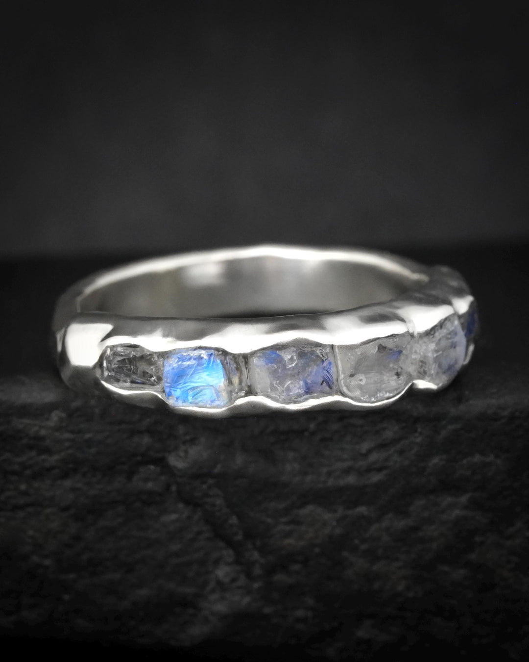 Bulky Raw Rainbow Moonstone Ring