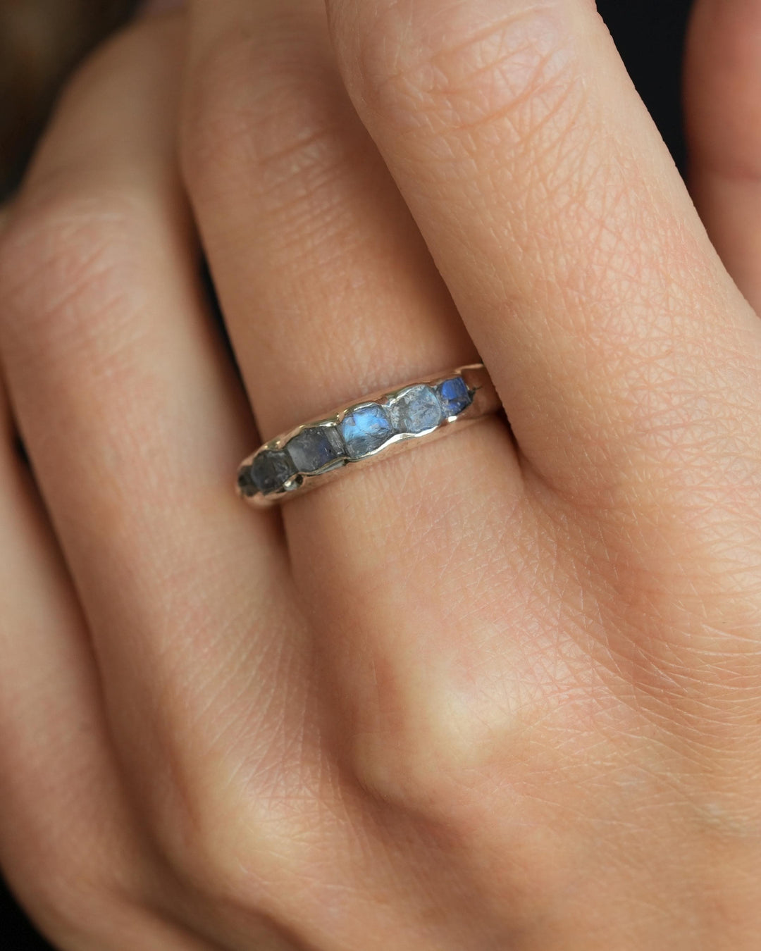 Raw Rainbow Moonstone Ring