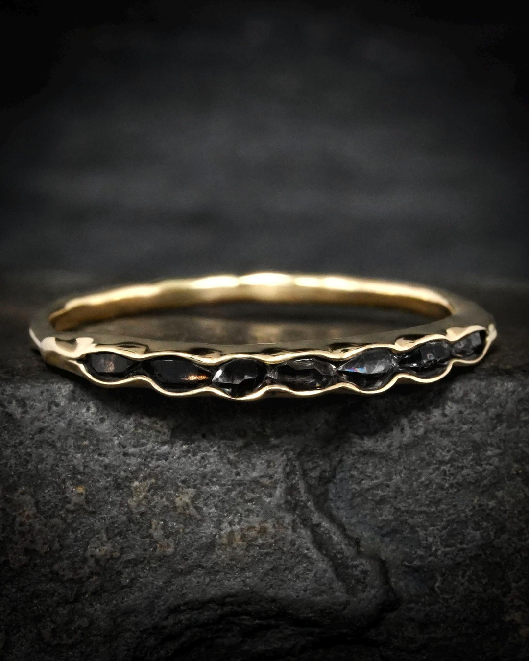 Black Herkimer Diamond Slim Band