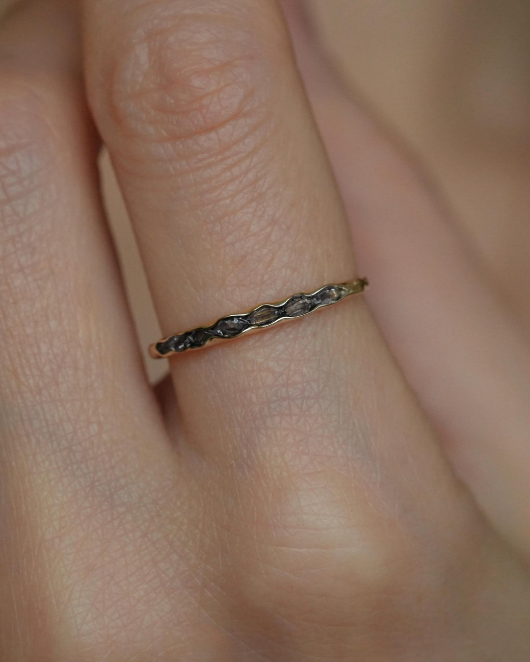 Black Herkimer Diamond Slim Band