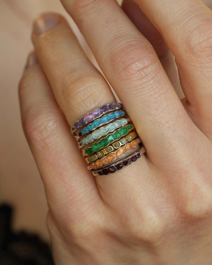 Raw Dark Blue Apatite Ring