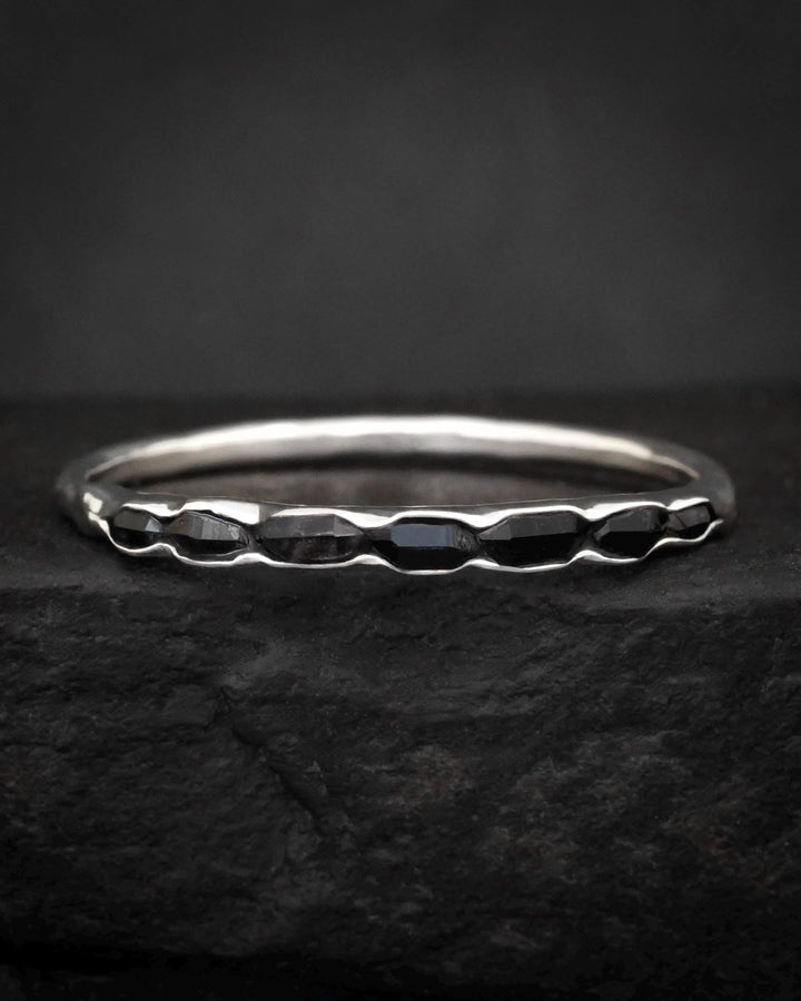 Black Herkimer Diamond Slim Band