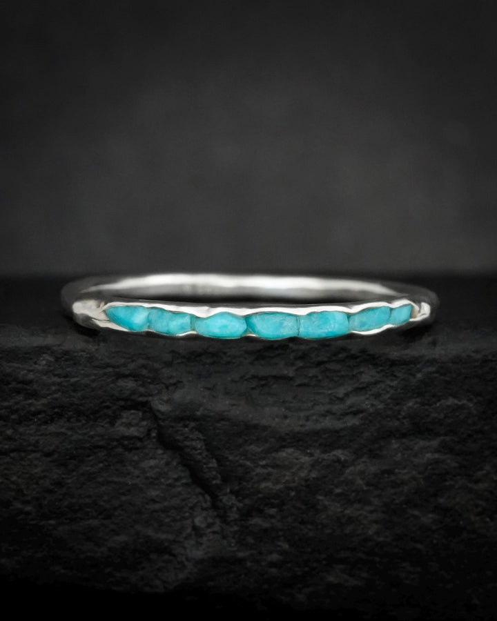 Sleeping Beauty Turquoise Band Ring. Slim Rustic Raw Sky Blue Turquoise Stackable Everyday Wedding Band Ring