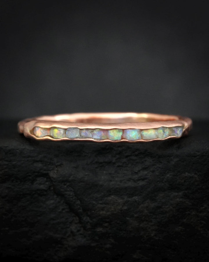 Slim Rustic Raw Opal Band