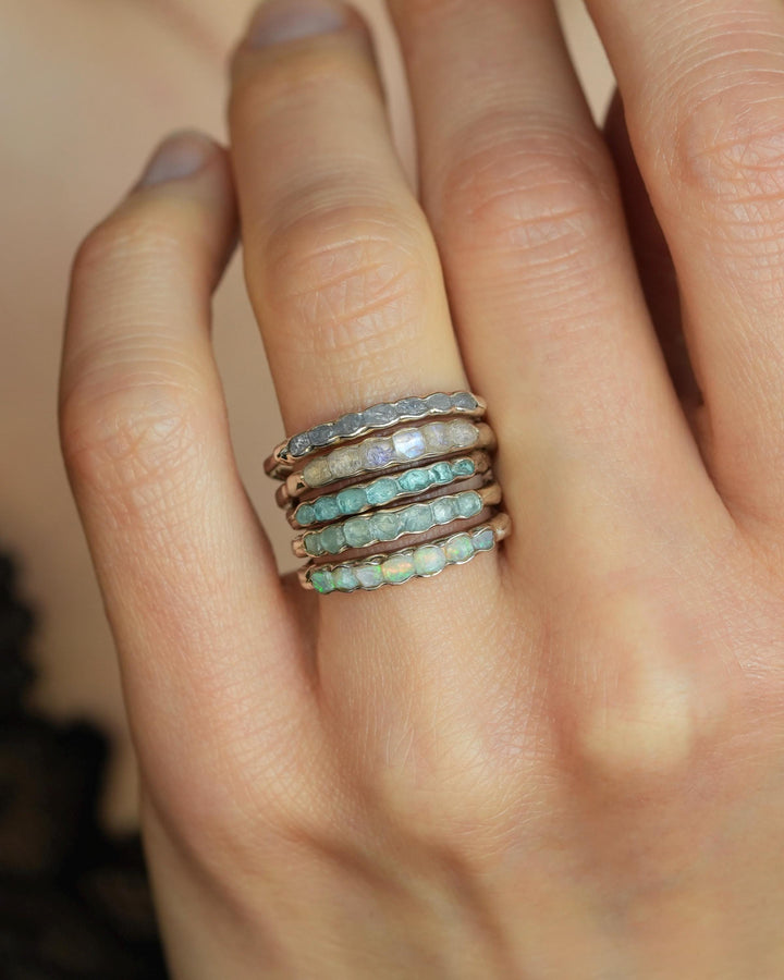 Natural Raw Aquamarine Band