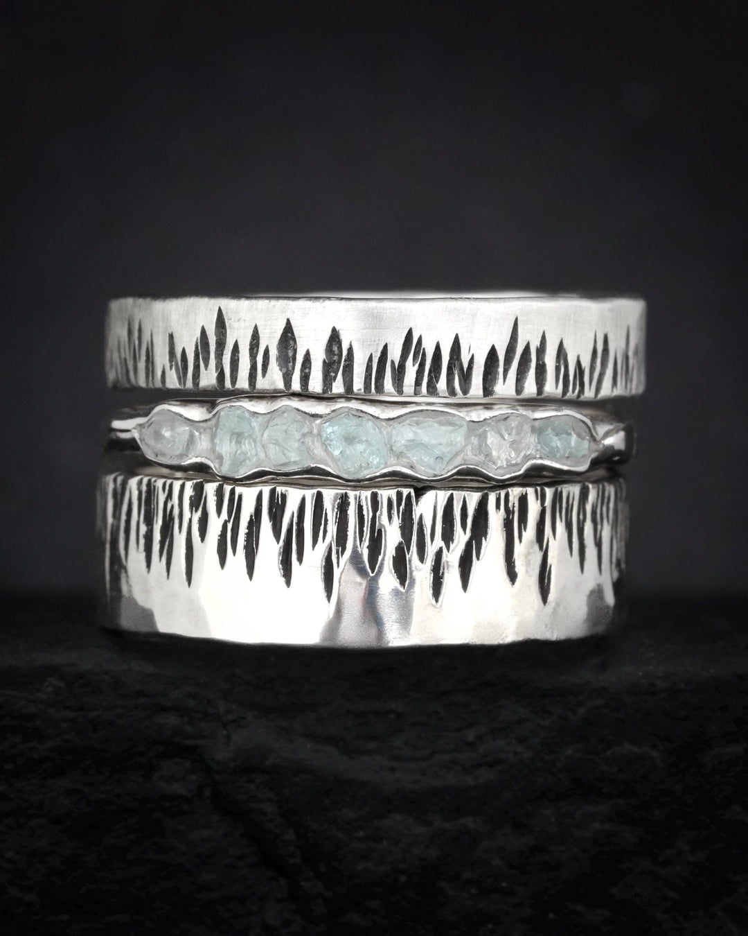 Natural Raw Aquamarine Band