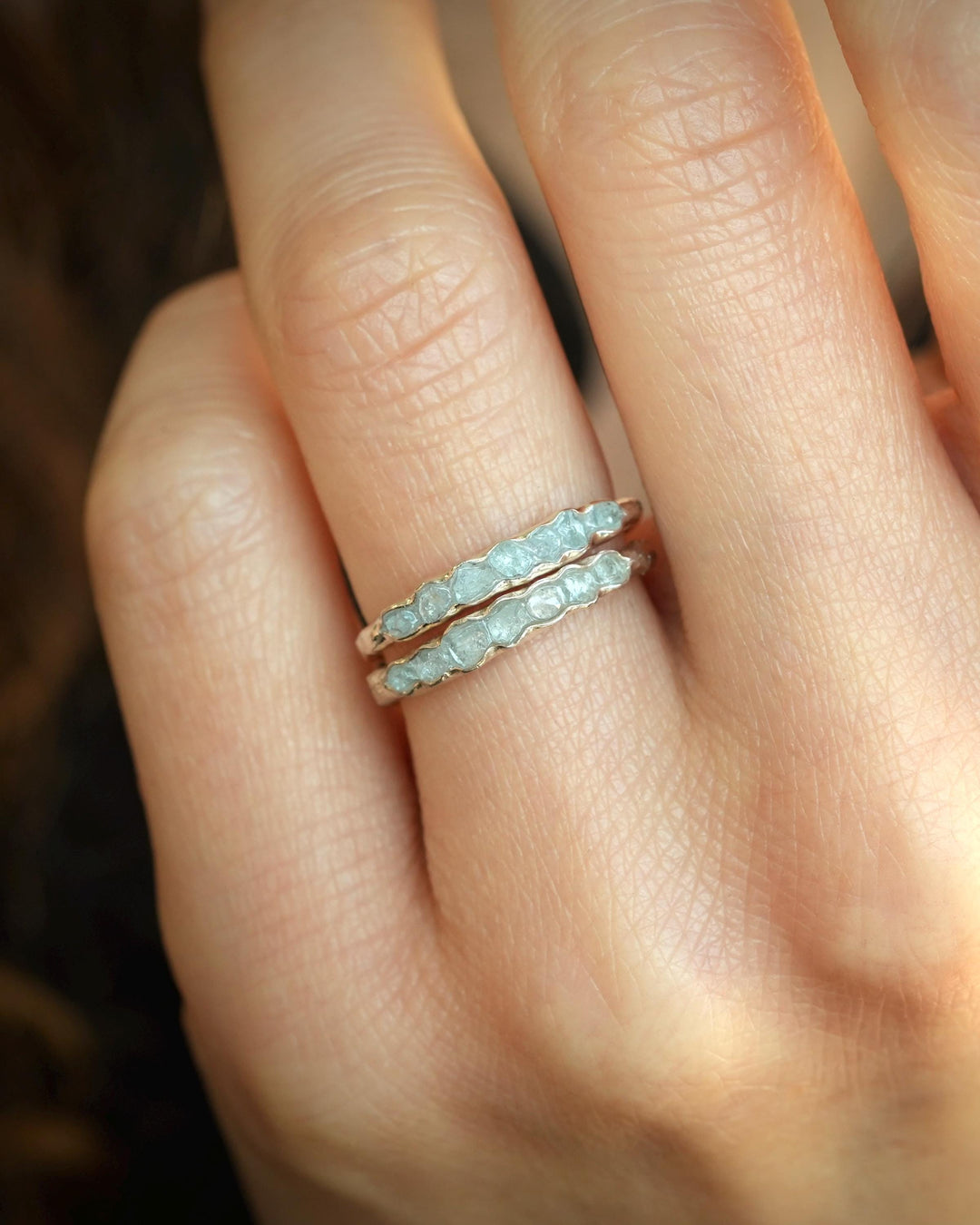 Natural Raw Aquamarine Band