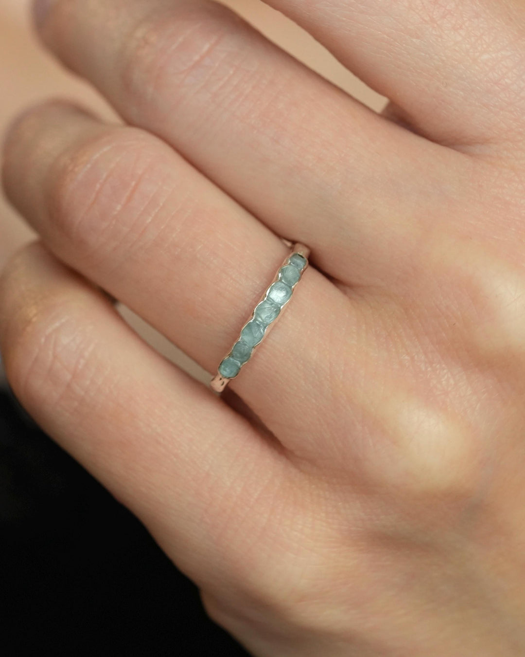 Natural Raw Aquamarine Band
