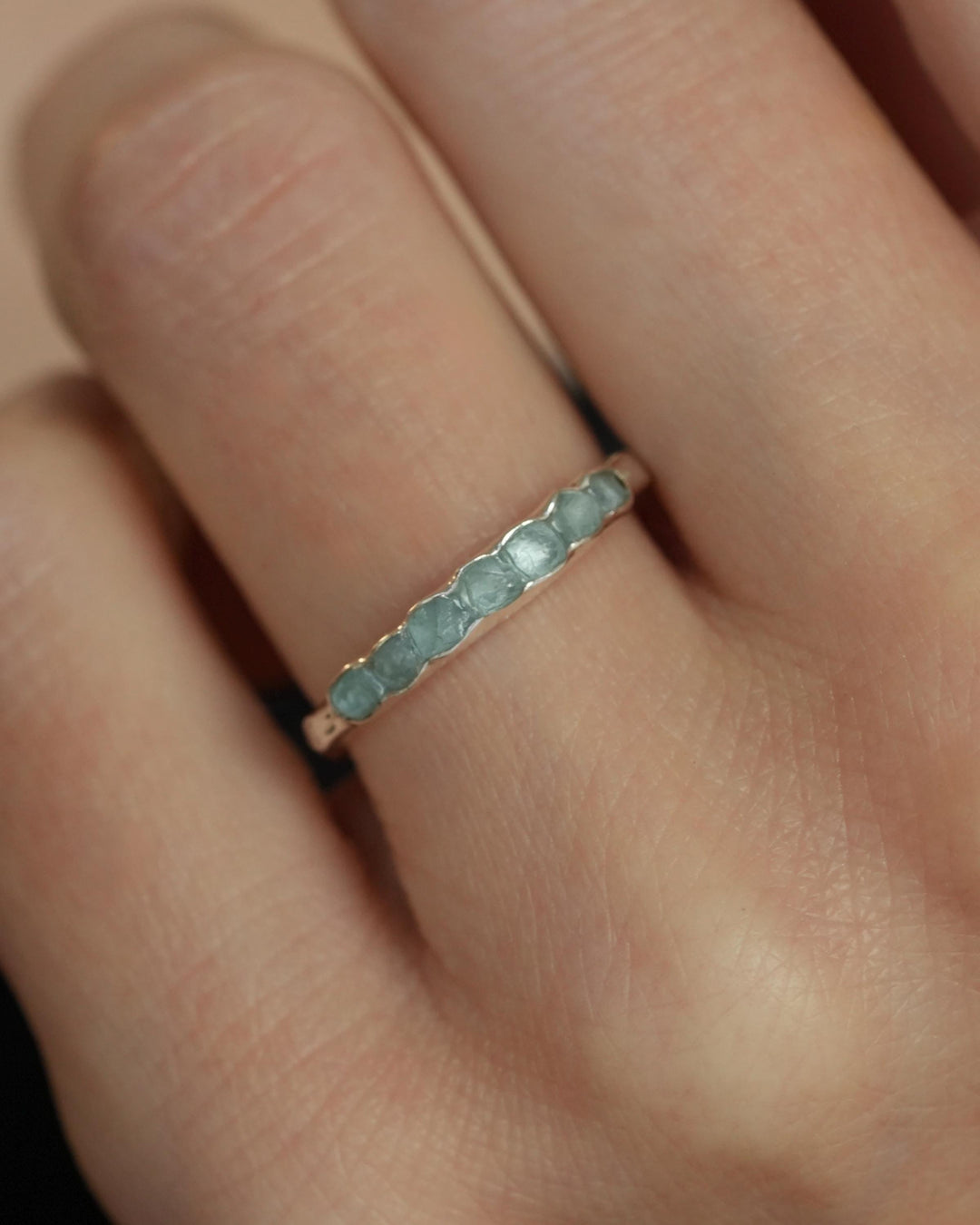 Natural Raw Aquamarine Band