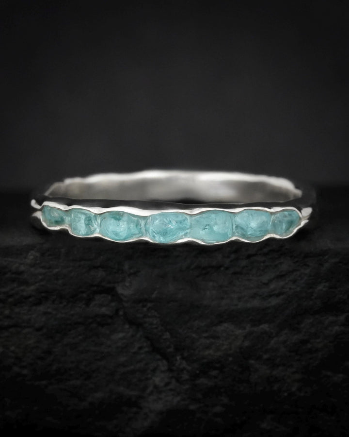Raw Neon Blue Apatite Ring