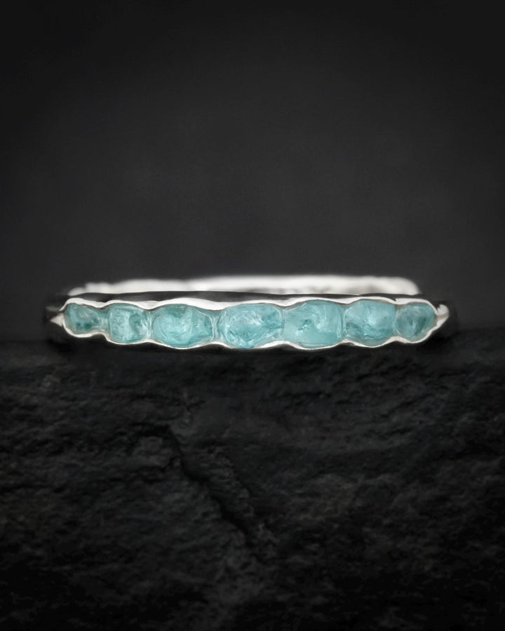 Raw Neon Blue Apatite Ring