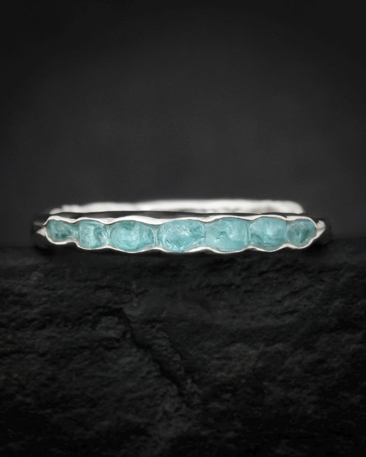 Raw Neon Blue Apatite Ring