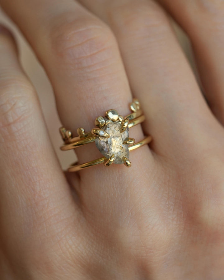 Double Band Raw Diamond Ring