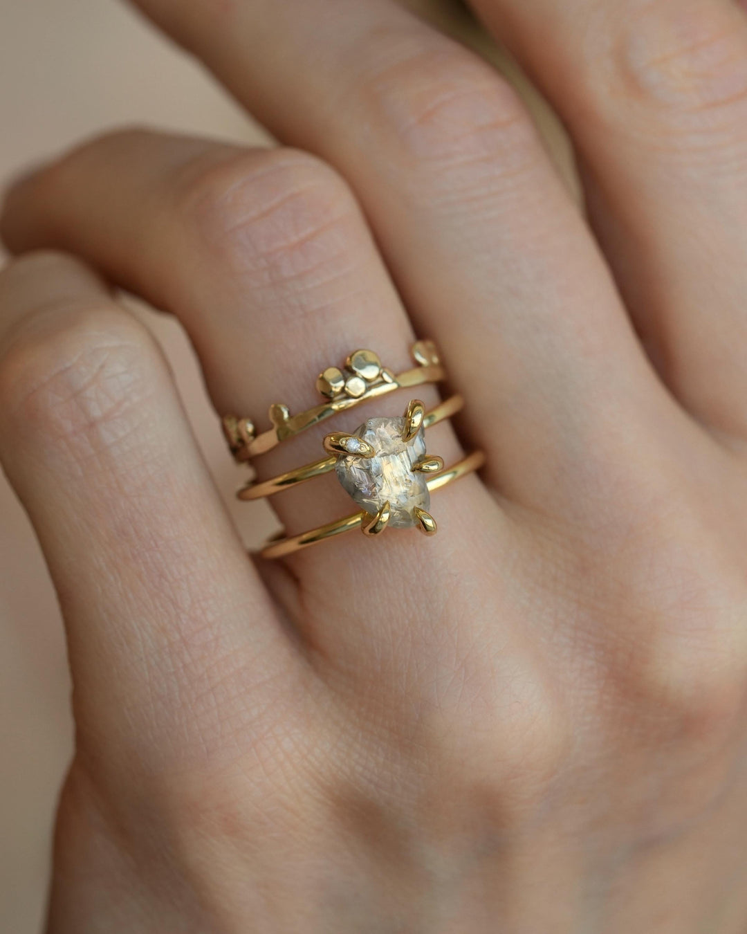 Double Band Raw Diamond Ring